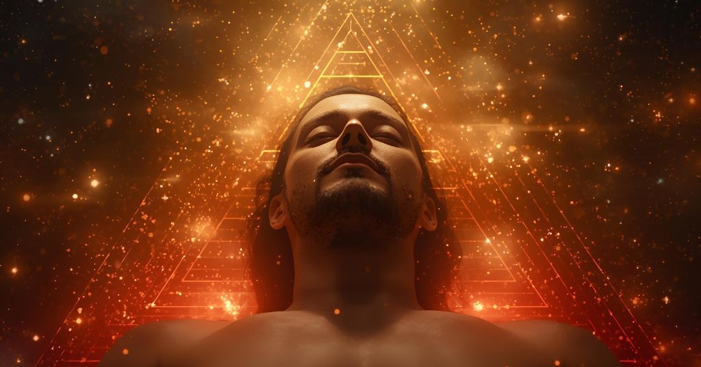 Quantum healing hypnotherapy session showing gentle energy waves and higher-self connection during hypnosis